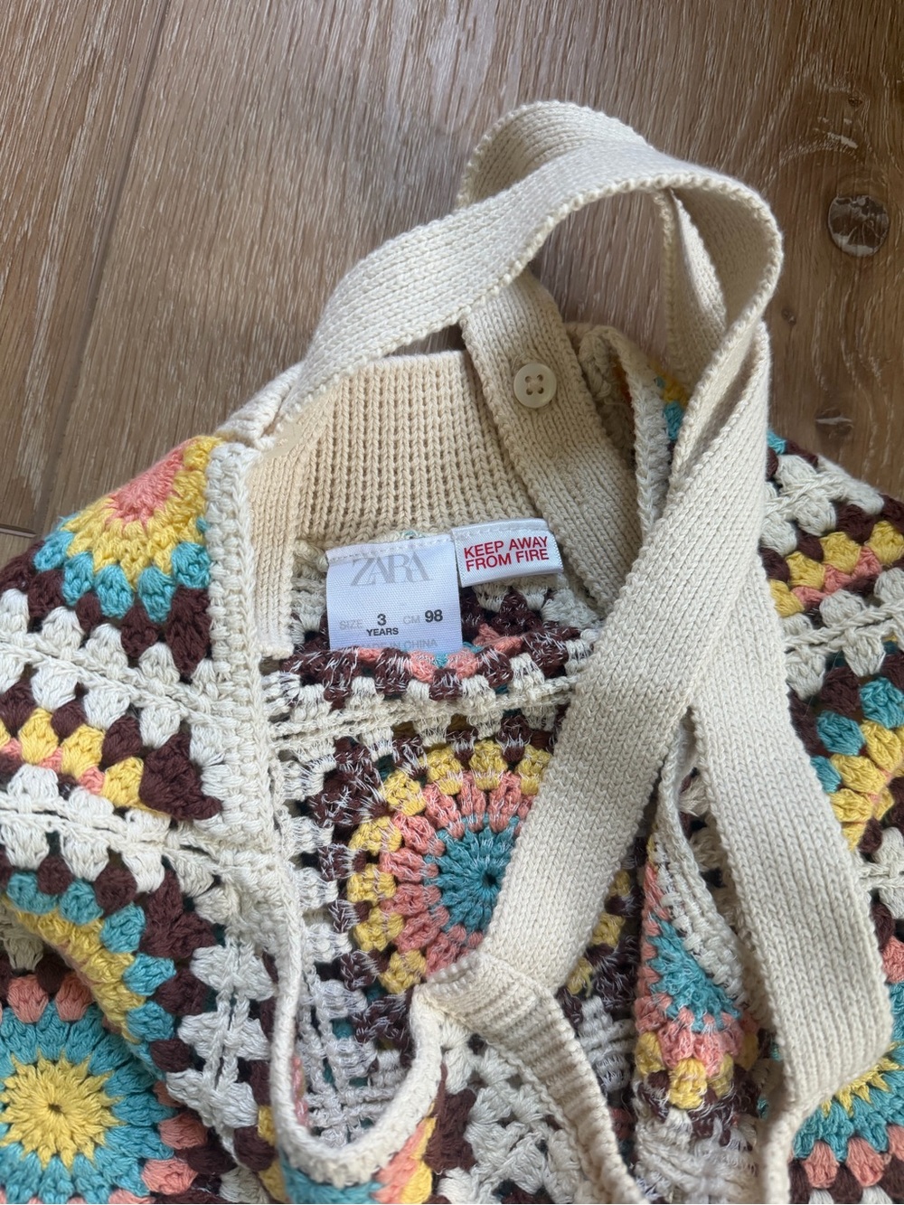 Zara Crochet Sunburst Dress in Cream, Pink, Yellow & Teal - Picture 2 of 2